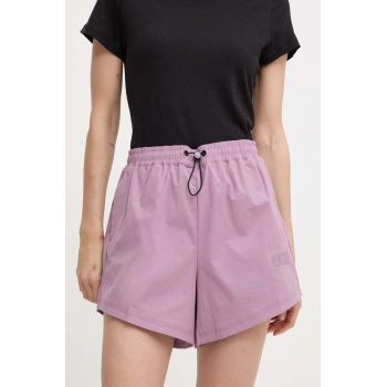 Picture pantaloni scurți outdoor Oslon culoarea violet, neted, high waist, WSH087 ieftini