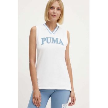 Puma top SQUAD femei, culoarea alb, 678703