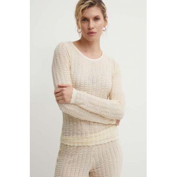 Résumé bluza ArgoRS Blouse femei, culoarea bej, neted, 20581124