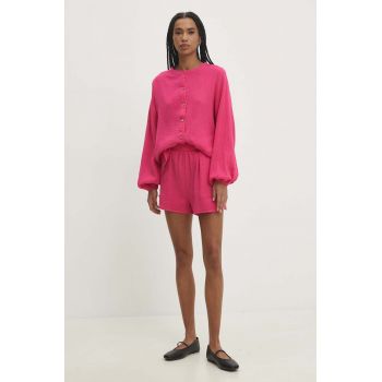 Answear Lab cămașă și pantaloni scurți din bumbac culoarea roz