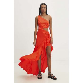 Answear Lab rochie culoarea portocaliu, midi, evazati