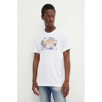 G-Star Raw tricou din bumbac barbati, culoarea alb, cu imprimeu, D24682-C506