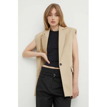 IRO vestă din bumbac culoarea bej, un singur rand de nasturi