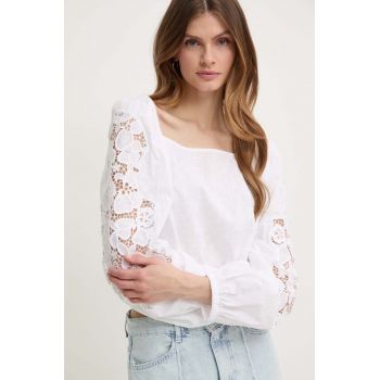 Miss Sixty bluza din bumbac 6L2XJ1380000 XJ1380  FASHION SHIRT femei, culoarea alb, neted, 6L2XJ1380000
