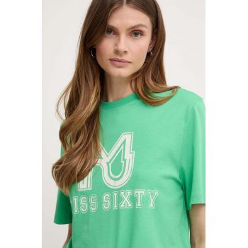 Miss Sixty tricou din amestec de mătase SJ3520 S/S T-SHIRT culoarea verde, 6L2SJ3520000