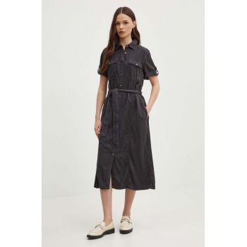 Pepe Jeans rochie EVELINDA culoarea gri, midi, evazati, PL953482