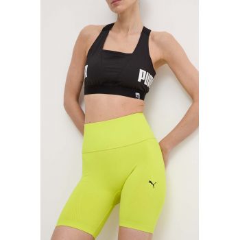 Puma pantaloni scurți de antrenament Shapelux Seamless culoarea verde, neted, high waist, 524386 de firma originali