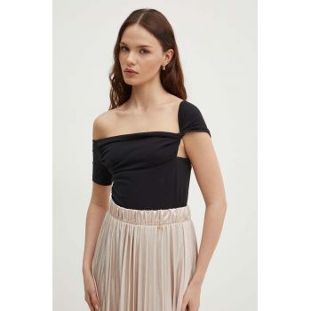 Sisley bluza femei, culoarea negru, neted