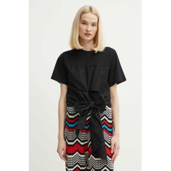 Sisley tricou din bumbac femei, culoarea negru ieftin