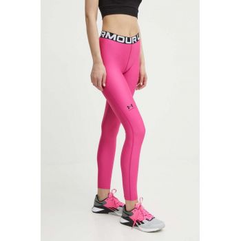 Under Armour leggins de antrenament HG Authentics culoarea roz, cu imprimeu