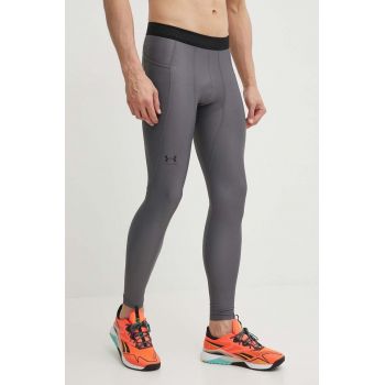 Under Armour leggins de antrenament Iso-Chill culoarea gri, neted