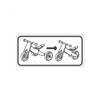 Tricicleta copii fara pedale Free2Move din lemn 2 in 1 Brown White, transformabila in bicicleta de echilibru, varsta 1,6-3 ani, scaun reglabil pe inaltime, limitator de directie si roti silentioase