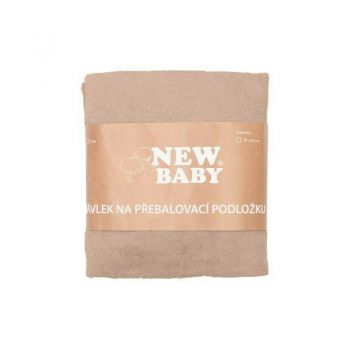 Husa New Baby pentru saltea de infasat 50x70 cm cu banda elastica bumbac terry beige