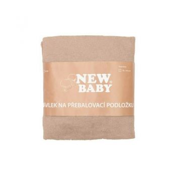 Husa New Baby pentru saltea de infasat 50x70 cm cu banda elastica bumbac terry beige