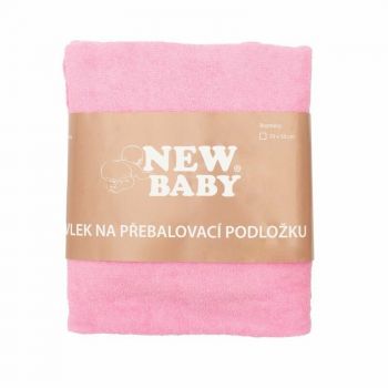 Husa New Baby universala pentru saltea de infasat din bumbac terry 50x70 cm pink la reducere