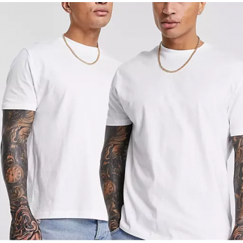 Set de 2 tricouri din bumbac cu maneca scurta, alb, XS de firma original