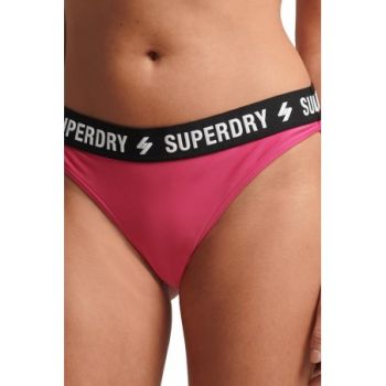 Bikini cu cu imprimeu logo, roz, dama, Superdry la reducere
