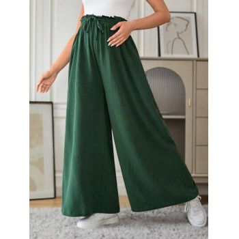 Pantaloni largi, cu snur reglabil, Maternity, verde, dama ieftini
