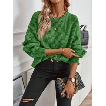 Pulover din tricot, verde, dama, Shein