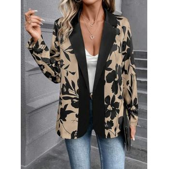 Blazer cu imprimeu, crem, dama, Shein