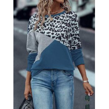 Hanorac cu imprimeu leopard si maneci lungi, multicolor, dama, Shein