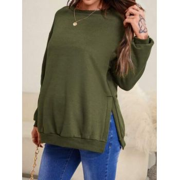 Bluza simpla cu slit, verde, dama, Shein de firma originala