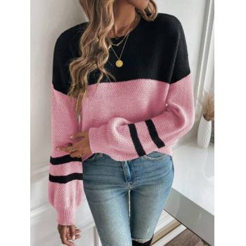 Pulover din tricot, cu model, roz, dama, Shein de firma original