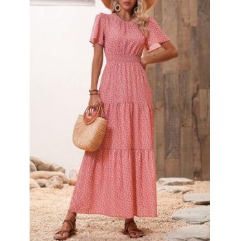 Rochie maxi cu imprimeu, roz, dama, Shein