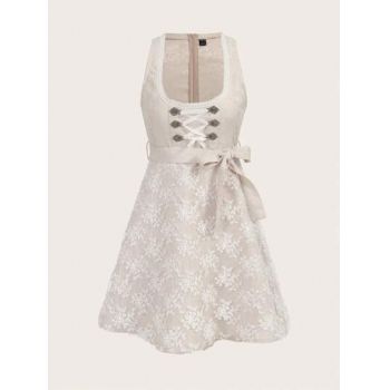 Rochie mini cu decolteu fara maneci, cu cordon, alb, dama, Shein