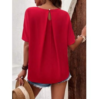 Bluza cu maneca scurta, rosu, dama, Shein