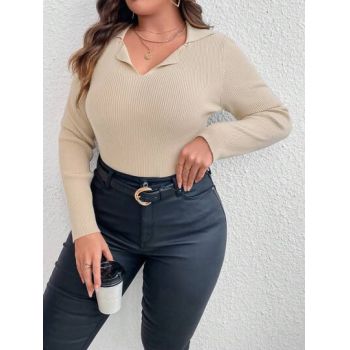 Bluza cu guler si maneca lunga, crem, dama, Shein