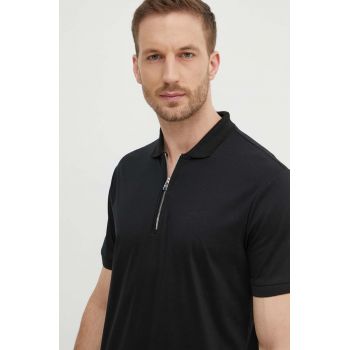 BOSS polo de bumbac culoarea negru, neted, 50513375