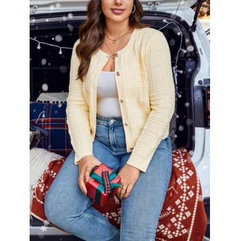 Cardigan din tricot, cu nasturi, galben, dama, Shein