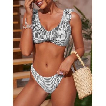 Costum de baie, sutien si bikini, alb, dama, Shein