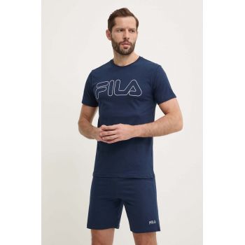 Fila pijamale de bumbac culoarea albastru marin, cu imprimeu, FPS1191