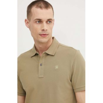 G-Star Raw tricou polo barbati, culoarea verde, neted