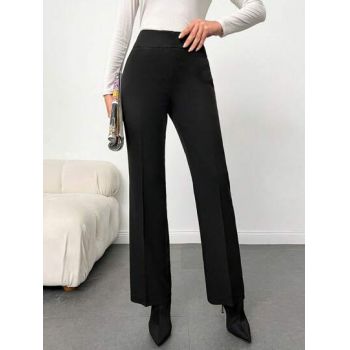Pantaloni evazati, cu talie inalta, negru, dama, Shein