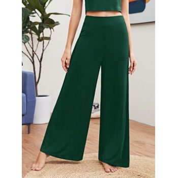 Pantaloni largi, cu talie medie, verde, dama, Shein