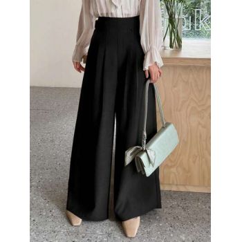 Pantaloni straight fit cu talie inalta, negru, dama, Shein