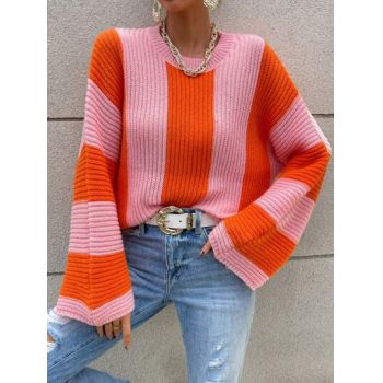 Pulover din tricot cu maneci largi, portocaliu, dama, Shein