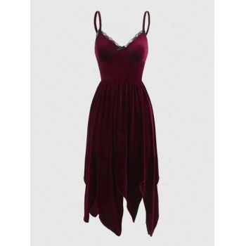 Rochie midi, asimetrica, cu decolteu si bretele, visiniu, dama, Shein