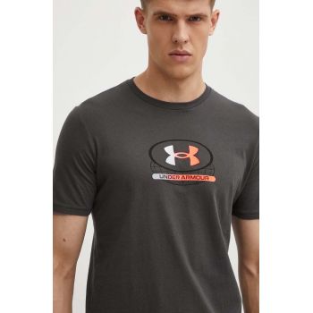 Under Armour tricou de antrenament Global Lockertag culoarea gri, cu imprimeu