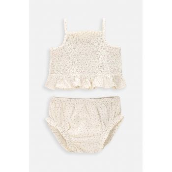 Coccodrillo set de bumbac pentru bebelusi culoarea bej