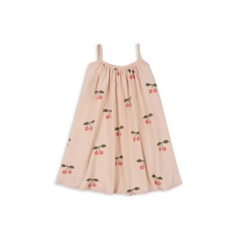 Konges Sløjd rochie din bumbac pentru copii culoarea roz, mini, evazati