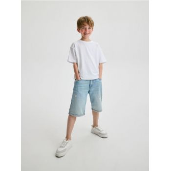 Reserved - Pantaloni scurți din denim cu rupturi - albastru ieftini
