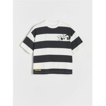 Reserved - T-shirt oversize Mickey Mouse - crem