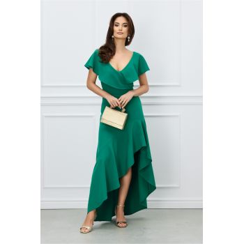 Rochie DY Fashion verde cu lungime asimetrica