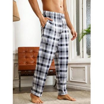 Pantaloni de pijama cu imprimeu, alb, barbati