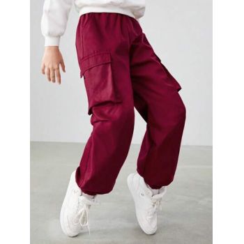 Pantaloni tip cargo cu buzunare, rosu, baieti, Shein de firma originali