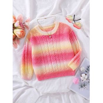 Pulover din tricot cu efect degrade, multicolor, fete, Shein la reducere